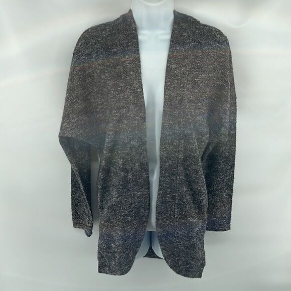 Z by Zella open front cardigan sweat shirt pockets marled black white grey gray - Picture 7 of 14